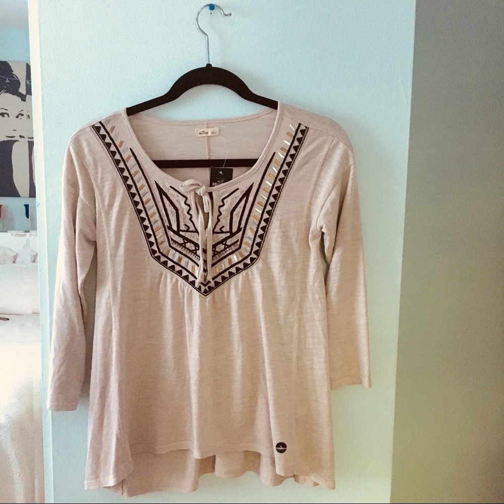 Hollister Beaded Peasant Top